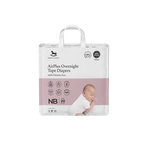 Applecrumby AirPlus Overnight Baby Tape Diaper Size NB 20's (For Up To 4kg)