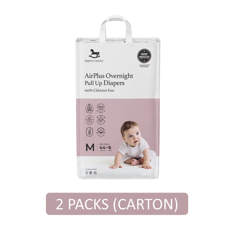 Applecrumby AirPlus Overnight Baby Pants Size M 44's+6's (For 5-10kg) [2 Packs/Carton]