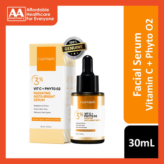 Curaskin 3% Vitamin C + Phyto O2 Radiating Insta Bright Serum 30mL