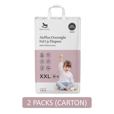 Applecrumby AirPlus Overnight Baby Pants Size XXL 30's+6's (For More Than 18kg) [2 PAcks/Carton]