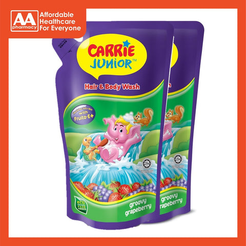 Carrie Junior Hair & Body Wash (Raspberry/Grapeberry/Double Milk/Cherry) Twinpack 500gx2