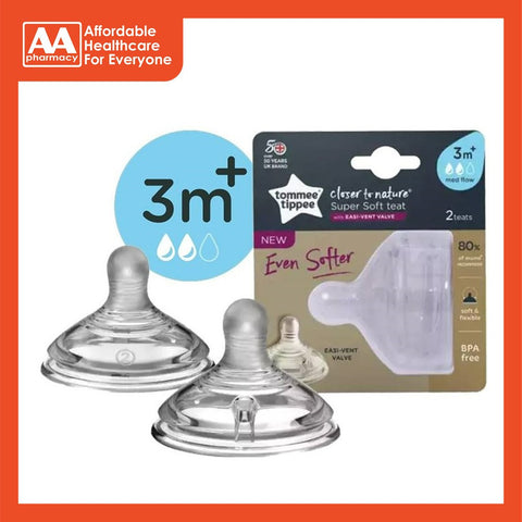 Tommee Tippee Ctn Super Soft Teat Variflow/Slow/Medium/Fast Flow 2's