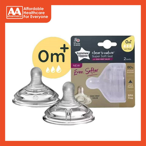 Tommee Tippee Ctn Super Soft Teat Variflow/Slow/Medium/Fast Flow 2's