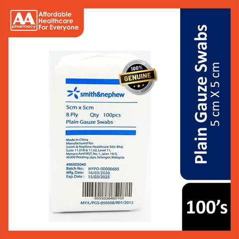 Smith & Nephew Plain Gauze Swab (5cm X 5cm) -100Ss