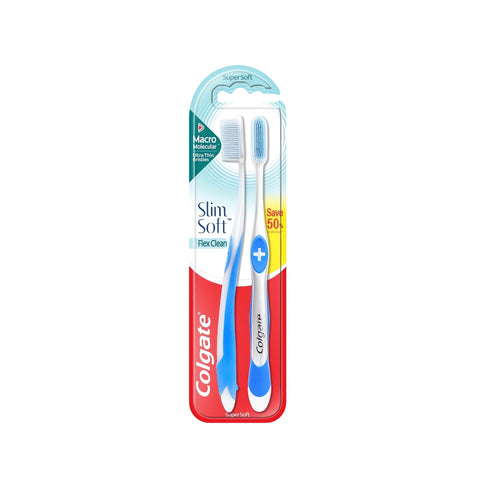 Colgate Flex Clean Slim Soft Toothbrushes 2 pcs (Soft/Charcoal)