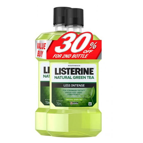 Listerine Green Tea Less Intense Mouthwash 2x750ml