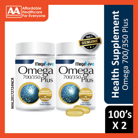 Megalive Omega 1400mg (700/350) Softgels 2x100's