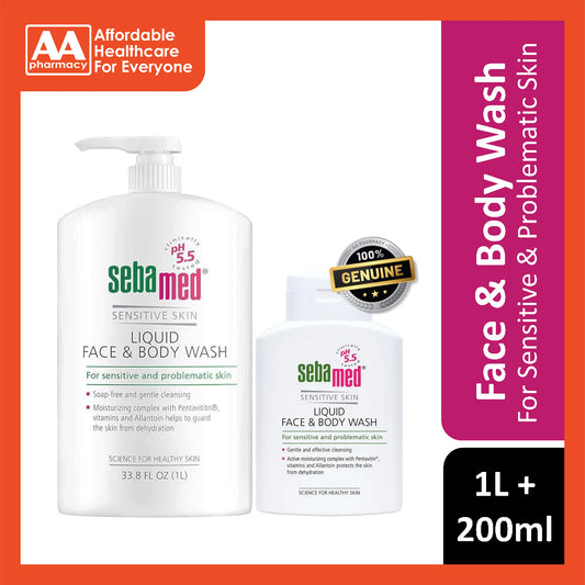 Sebamed Liquid Face & Body Wash 1000mL + 200mL