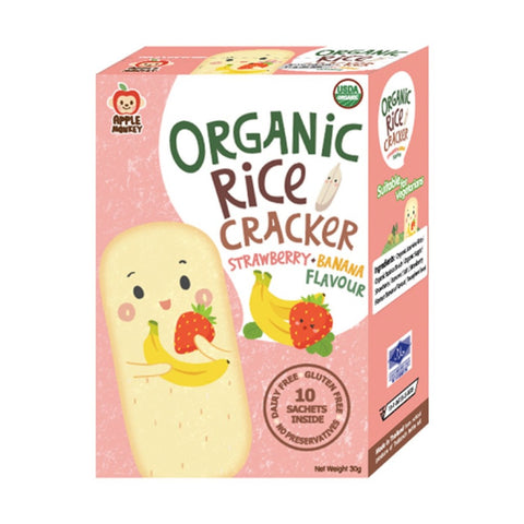 Apple Monkey Rice Cracker-Strawberry Banana 30g