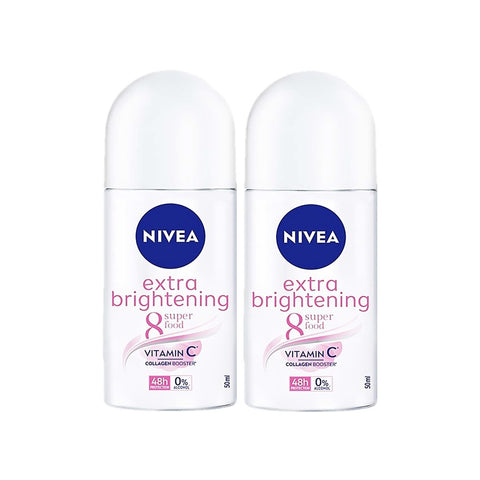 Nivea Female Roll On Deodorant Extra Brightening 50mL Twin Pack