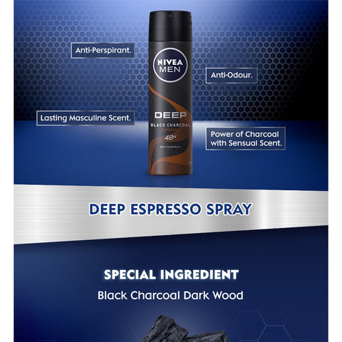 Nivea Deodorant Male Deep Espresso Spray 150mL Twin Pack