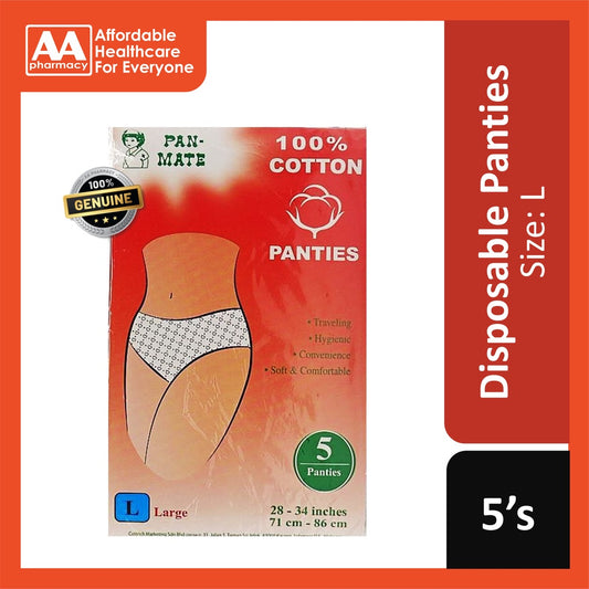 Pan-Mate 100% Cotton Disposable Panties (Size L) 5's