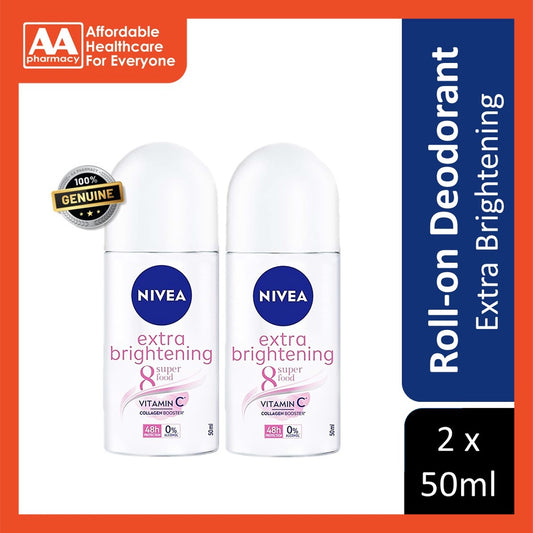 Nivea Female Roll On Deodorant Extra Brightening 50mL Twin Pack