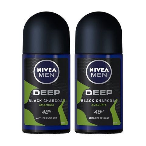 Nivea Deodorant Male Deep Amazonia Roll On 50mL Twin Pack