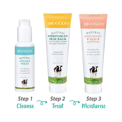 Moogoo Troubled Skin Kit (Contains Milk Wash, Irritable Skin Balm & Soothing Msm Cream)