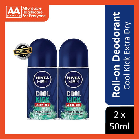 Nivea Roll On Deodorant Male Cool Kick Energy Fresh Twin Pack (2X50mL)