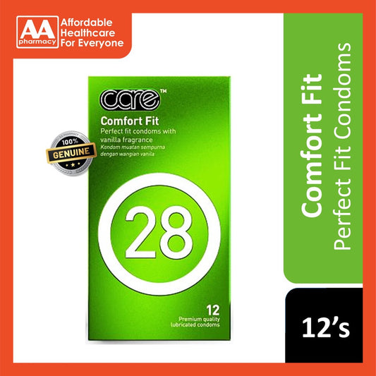 Care 28 Comfort Fit Premium Quality Lubricated Condoms 12's