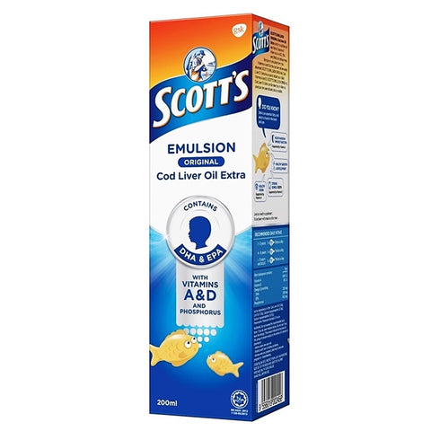 Scotts Emulsion Original Cod Liver Oil Extra (With DHA & EPA) 200mL