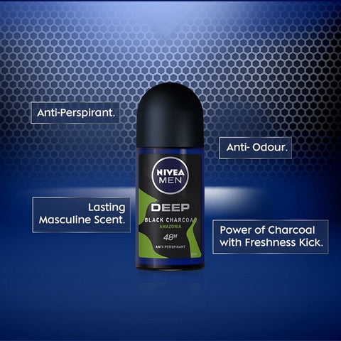 Nivea Deodorant Male Deep Amazonia Roll On 50mL Twin Pack