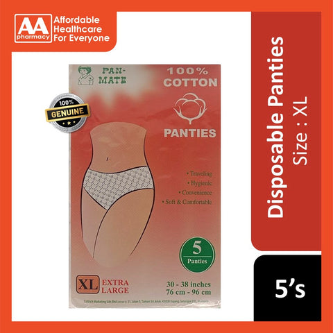 Pan-Mate 100% Cotton Disposable Panties (Size XL) 5's