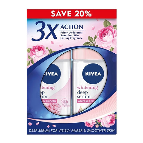 Nivea Deodorant Extra Whitening Deep Serum Hokkaido Rose Roll On Twinpack 2x50mL