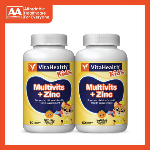 Vitahealth Kids Multivits + Zinc Chewable Tablet 2x60's (Orange)