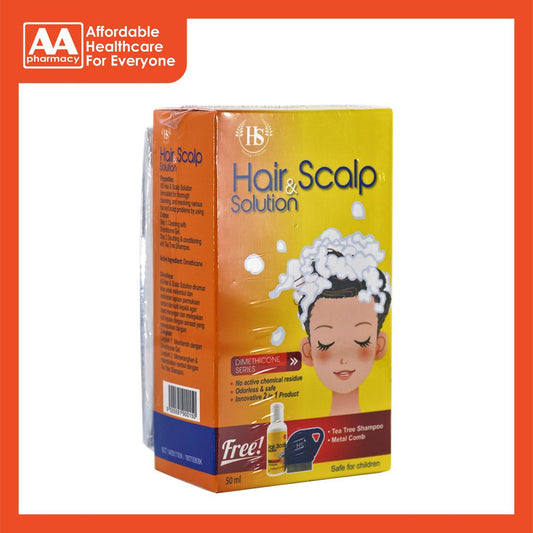 Hs Hair & Scalp Solution 50mL (With Tea Tree Shampoo & Metal Comb)