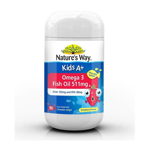 Nature's Way Kids A+ Omega 3 Fish Oil 511mg Chewable Softgel 50's