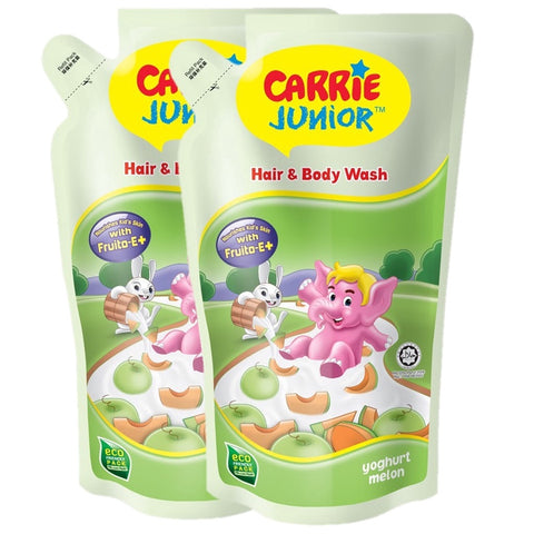 Carrie Junior Hair & Body Wash Pouch Melon Yoghurt 2x475g