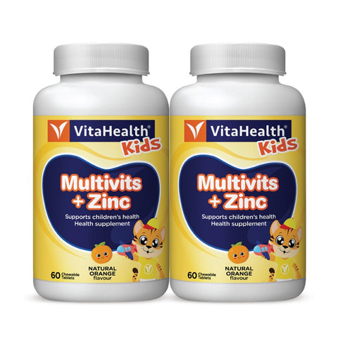 Vitahealth Kids Multivits + Zinc Chewable Tablet 2x60's (Orange)