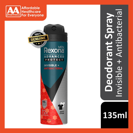 Rexona Men Spray 135ml - Invisible + Antibacterial