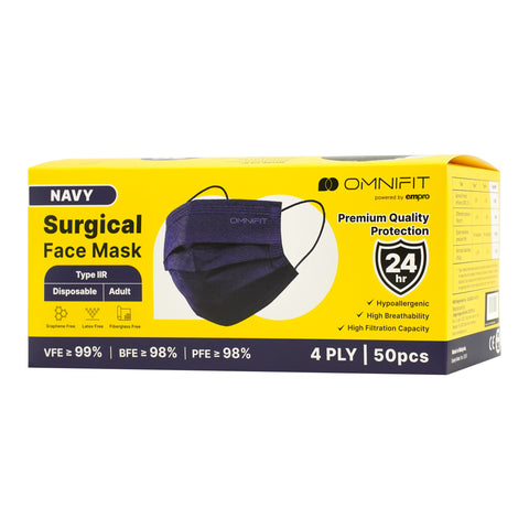 Omnifit 4 ply Surgical Face Mask Navy Blue Series 50's