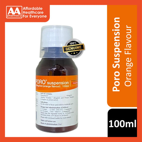 Poro Suspension 250mg/5ml Orange 100ml (No Box)